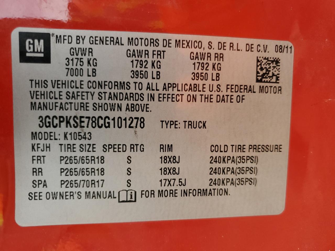 Photo 12 VIN: 3GCPKSE78CG101278 - CHEVROLET SILVERADO 