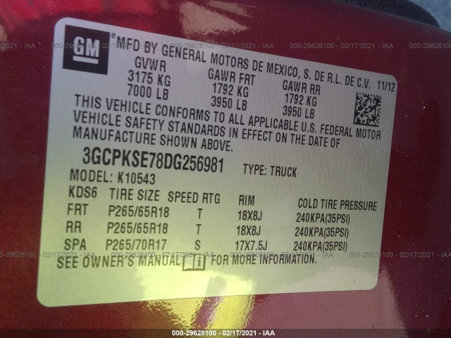 Photo 8 VIN: 3GCPKSE78DG256981 - CHEVROLET SILVERADO 1500 