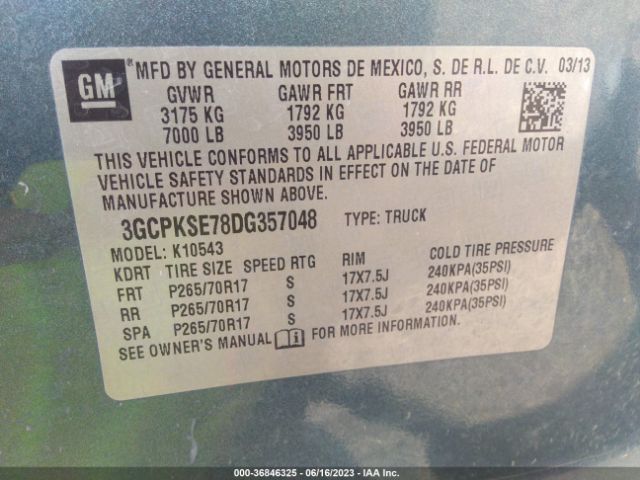 Photo 8 VIN: 3GCPKSE78DG357048 - CHEVROLET SILVERADO 1500 