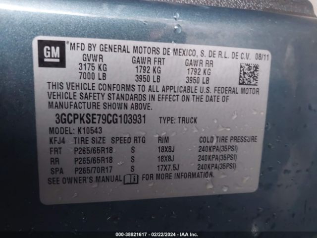 Photo 8 VIN: 3GCPKSE79CG103931 - CHEVROLET SILVERADO 1500 