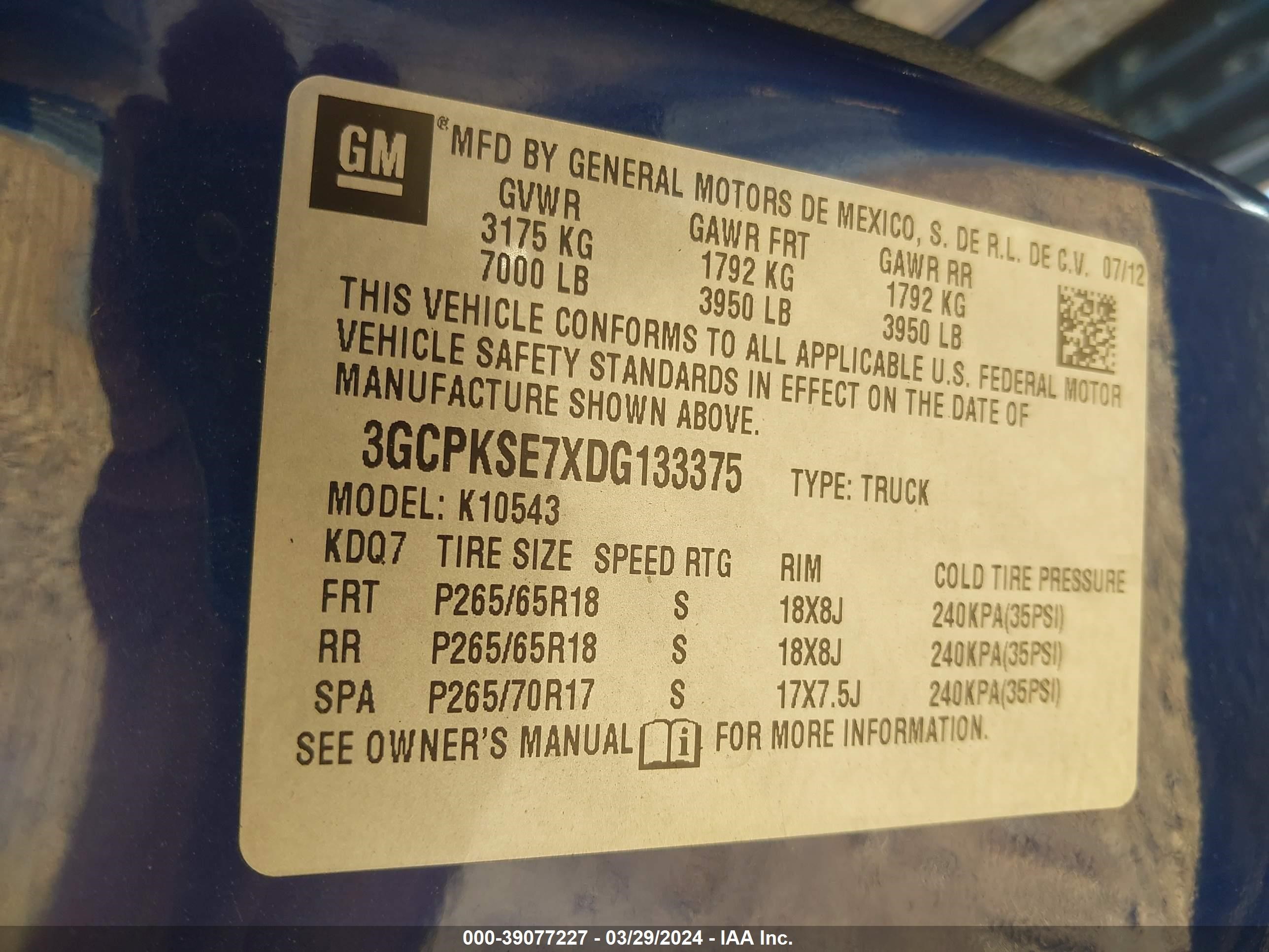 Photo 8 VIN: 3GCPKSE7XDG133375 - CHEVROLET SILVERADO 