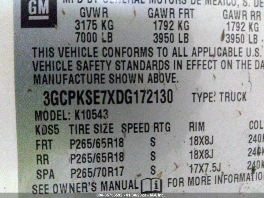 Photo 8 VIN: 3GCPKSE7XDG172130 - CHEVROLET SILVERADO 