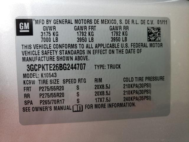 Photo 9 VIN: 3GCPKTE26BG244707 - CHEVROLET SILVERADO 