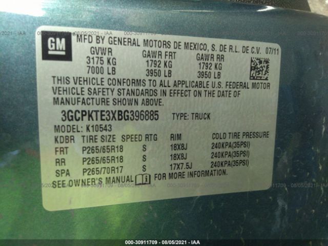 Photo 8 VIN: 3GCPKTE3XBG396885 - CHEVROLET SILVERADO 1500 