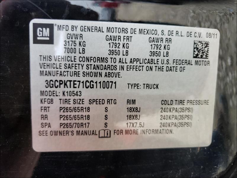 Photo 9 VIN: 3GCPKTE71CG110071 - CHEVROLET SILVERADO 