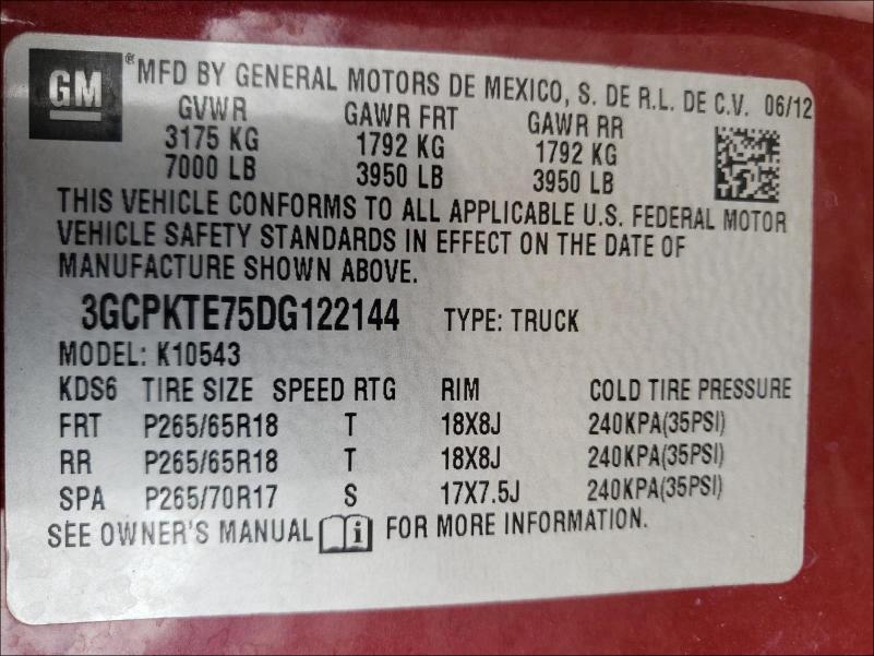 Photo 9 VIN: 3GCPKTE75DG122144 - CHEVROLET SILVERADO 