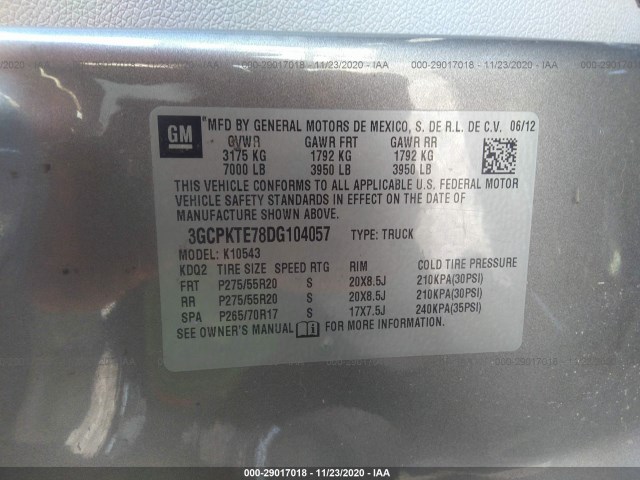 Photo 8 VIN: 3GCPKTE78DG104057 - CHEVROLET SILVERADO 1500 