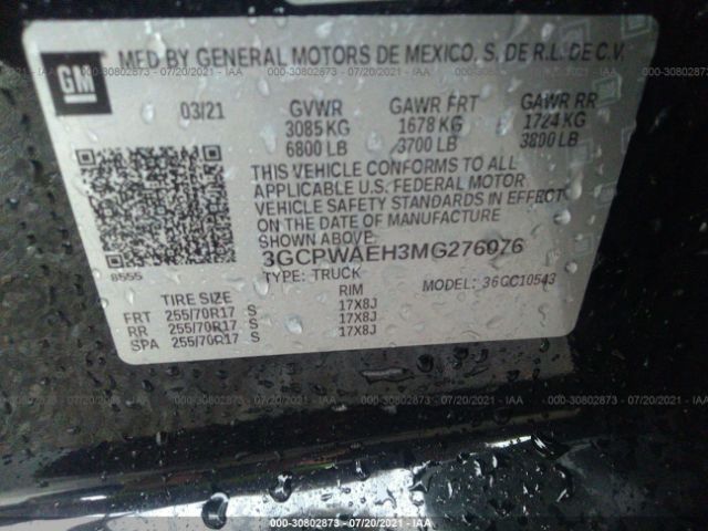 Photo 8 VIN: 3GCPWAEH3MG276076 - CHEVROLET SILVERADO 1500 