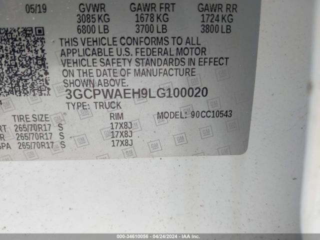 Photo 8 VIN: 3GCPWAEH9LG100020 - CHEVROLET SILVERADO 1500 