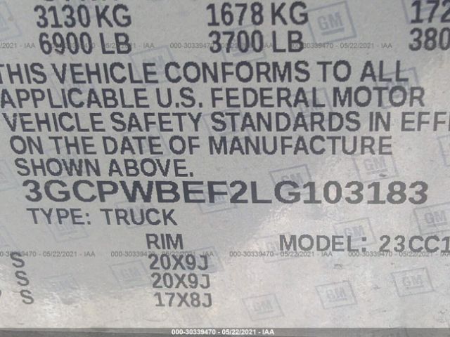 Photo 8 VIN: 3GCPWBEF2LG103183 - CHEVROLET SILVERADO 1500 