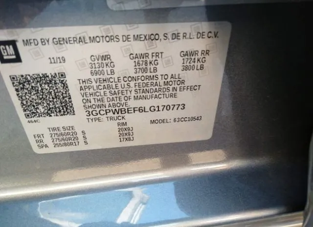 Photo 8 VIN: 3GCPWBEF6LG170773 - CHEVROLET SILVERADO 1500 