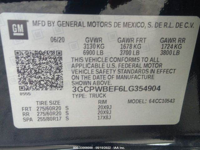 Photo 8 VIN: 3GCPWBEF6LG354904 - CHEVROLET SILVERADO 1500 