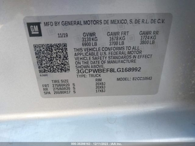 Photo 8 VIN: 3GCPWBEF8LG168992 - CHEVROLET SILVERADO 