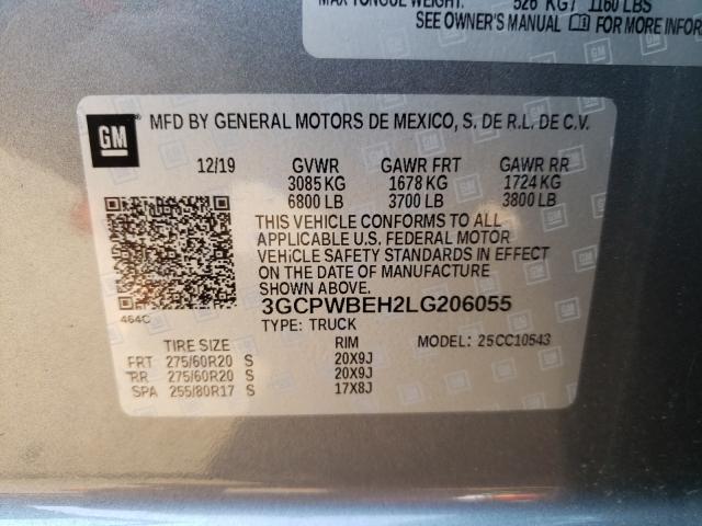 Photo 9 VIN: 3GCPWBEH2LG206055 - CHEVROLET SILVERADO 