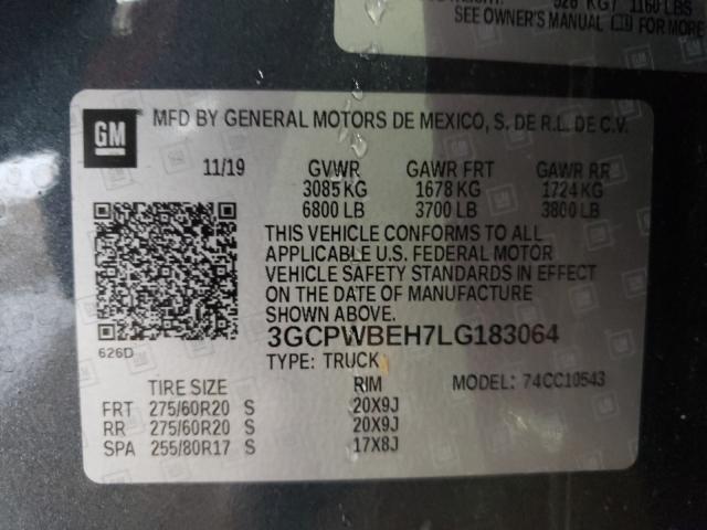 Photo 9 VIN: 3GCPWBEH7LG183064 - CHEVROLET SILVERADO 