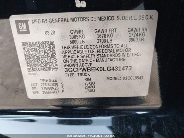 Photo 8 VIN: 3GCPWBEK0LG431473 - CHEVROLET SILVERADO 1500 