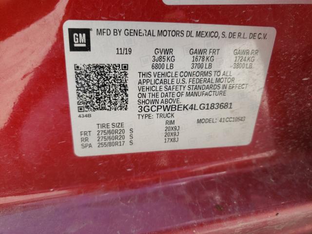 Photo 9 VIN: 3GCPWBEK4LG183681 - CHEVROLET SILVERADO 