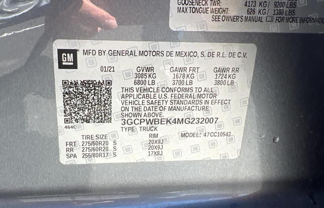 Photo 9 VIN: 3GCPWBEK4MG232007 - CHEVROLET SILVERADO 1500 