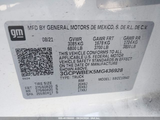 Photo 8 VIN: 3GCPWBEK5MG436928 - CHEVROLET SILVERADO 