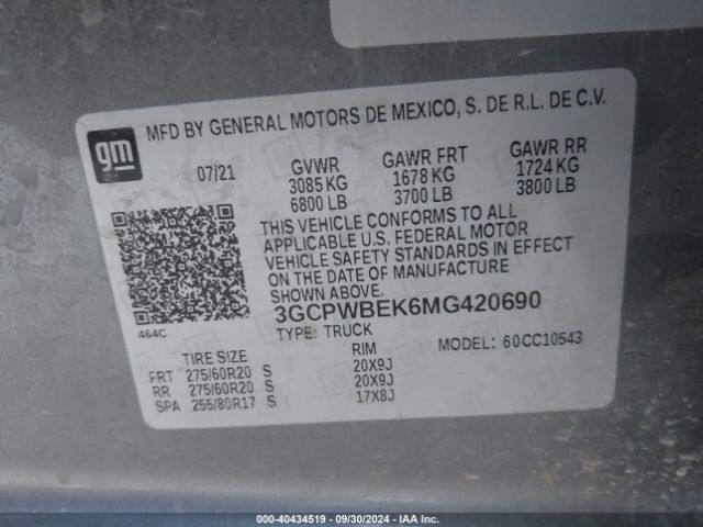 Photo 8 VIN: 3GCPWBEK6MG420690 - CHEVROLET SILVERADO 