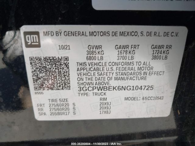 Photo 8 VIN: 3GCPWBEK6NG104725 - CHEVROLET SILVERADO 