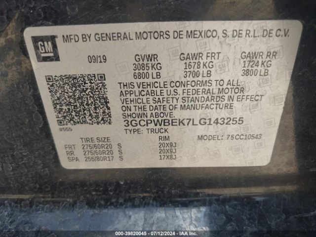 Photo 8 VIN: 3GCPWBEK7LG143255 - CHEVROLET SILVERADO 