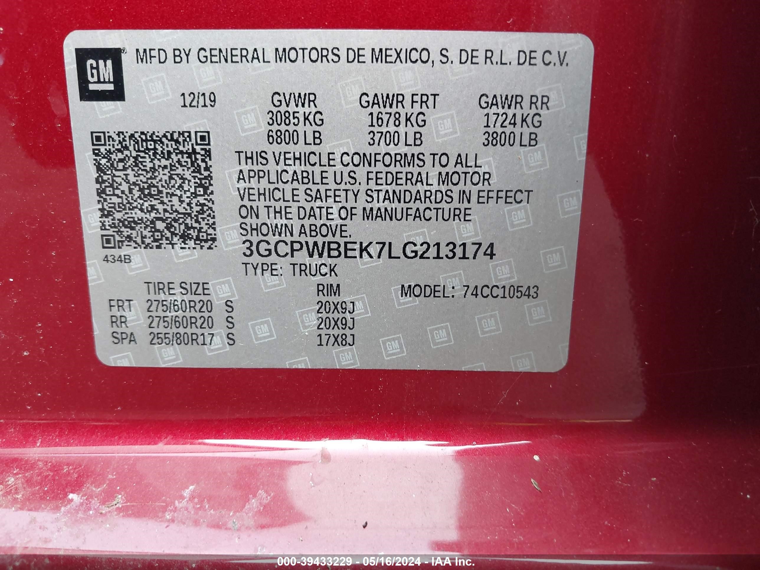 Photo 8 VIN: 3GCPWBEK7LG213174 - CHEVROLET SILVERADO 