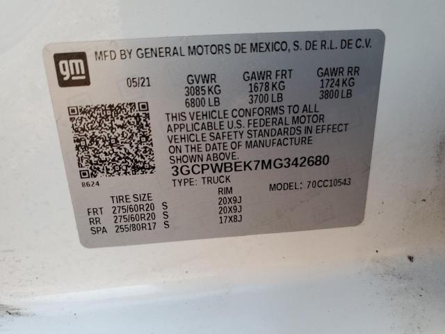 Photo 11 VIN: 3GCPWBEK7MG342680 - CHEVROLET SILVERADO 