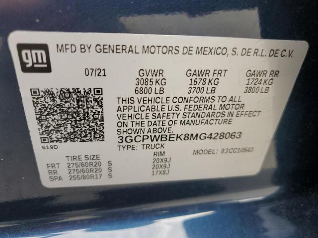 Photo 11 VIN: 3GCPWBEK8MG428063 - CHEVROLET SILVERADO 