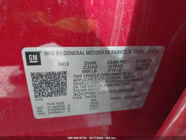 Photo 8 VIN: 3GCPWCED0KG203222 - CHEVROLET SILVERADO 