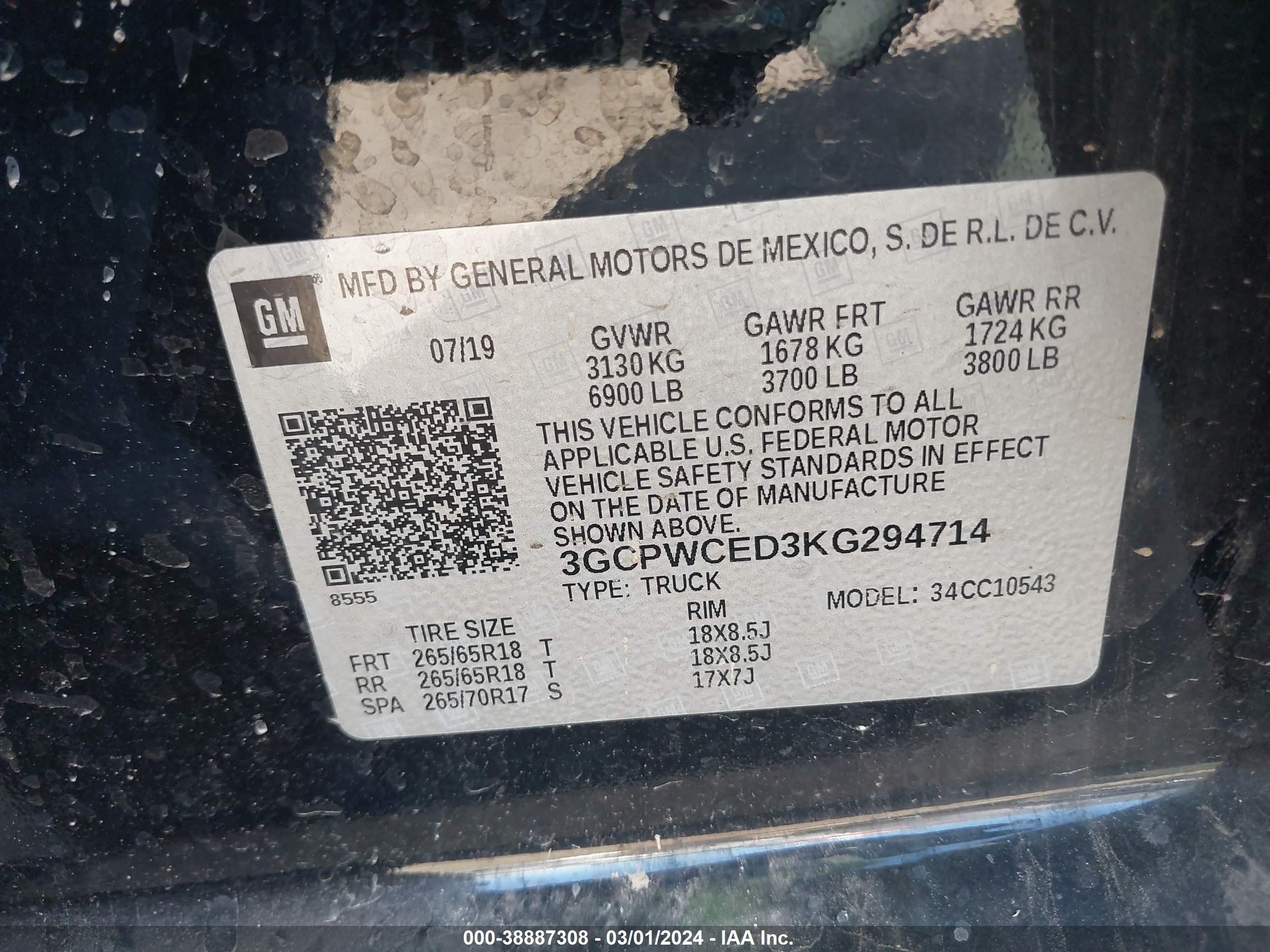 Photo 8 VIN: 3GCPWCED3KG294714 - CHEVROLET SILVERADO 