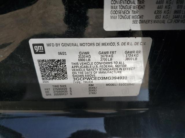 Photo 12 VIN: 3GCPWCED3MG394931 - CHEVROLET SILVERADO 