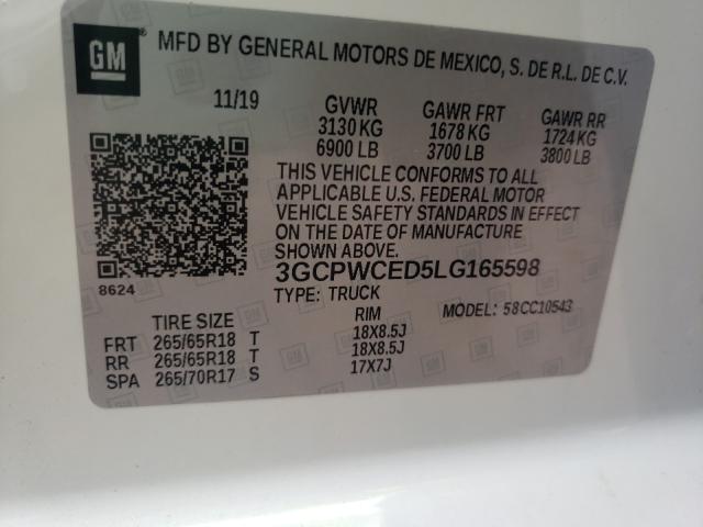 Photo 9 VIN: 3GCPWCED5LG165598 - CHEVROLET SILVERADO 