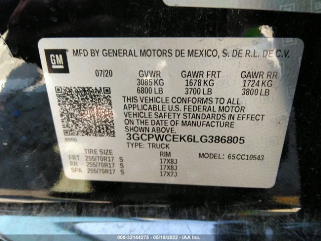 Photo 8 VIN: 3GCPWCEK6LG386805 - CHEVROLET SILVERADO 1500 