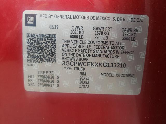 Photo 9 VIN: 3GCPWCEKXKG133310 - CHEVROLET SILVERADO 