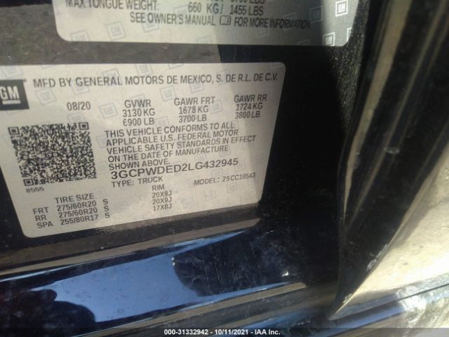 Photo 8 VIN: 3GCPWDED2LG432945 - CHEVROLET SILVERADO 1500 