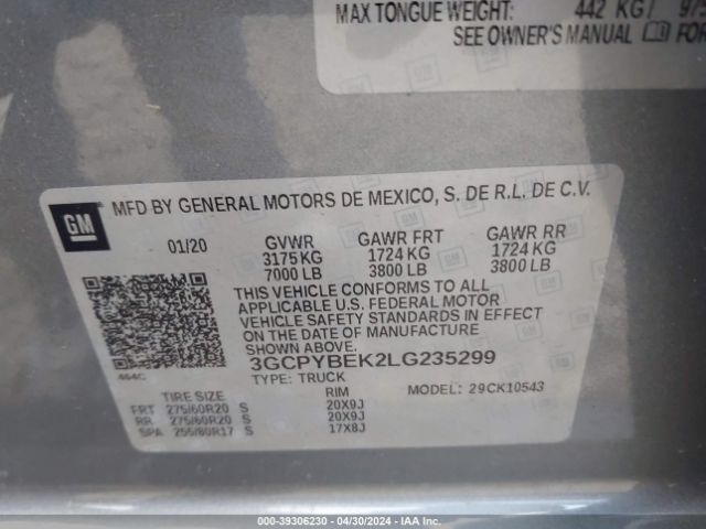 Photo 8 VIN: 3GCPYBEK2LG235299 - CHEVROLET SILVERADO 1500 