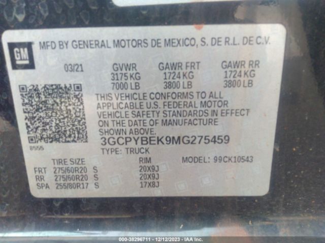 Photo 8 VIN: 3GCPYBEK9MG275459 - CHEVROLET SILVERADO 1500 