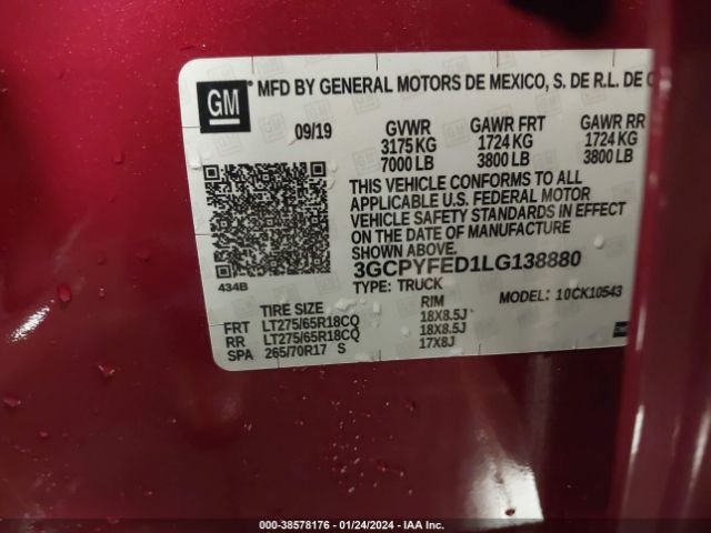 Photo 8 VIN: 3GCPYFED1LG138880 - CHEVROLET SILVERADO 1500 