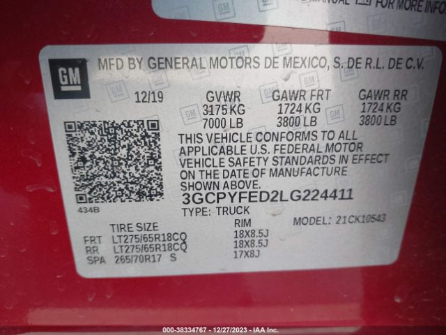 Photo 8 VIN: 3GCPYFED2LG224411 - CHEVROLET SILVERADO 1500 