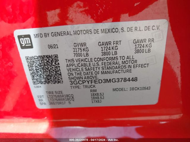 Photo 8 VIN: 3GCPYFED3MG378448 - CHEVROLET SILVERADO 1500 