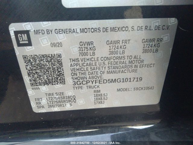 Photo 8 VIN: 3GCPYFED5MG101719 - CHEVROLET SILVERADO 1500 