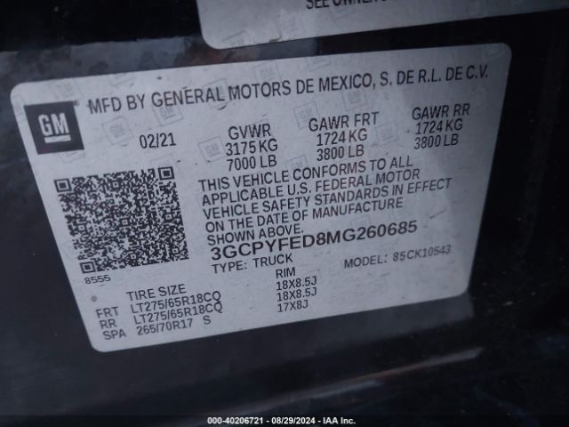 Photo 8 VIN: 3GCPYFED8MG260685 - CHEVROLET SILVERADO 