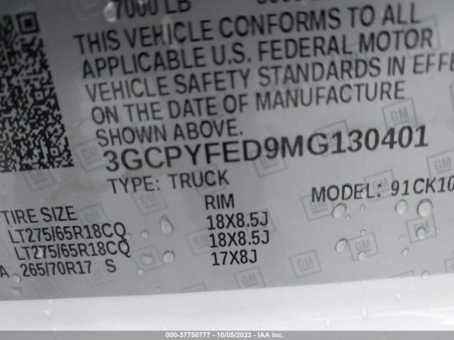 Photo 8 VIN: 3GCPYFED9MG130401 - CHEVROLET SILVERADO 1500 