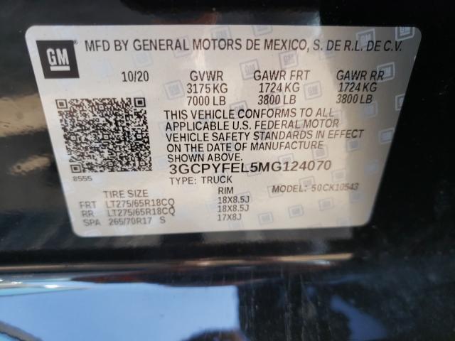 Photo 9 VIN: 3GCPYFEL5MG124070 - CHEVROLET SILVERADO 