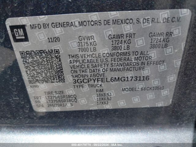 Photo 8 VIN: 3GCPYFEL6MG173116 - CHEVROLET SILVERADO 