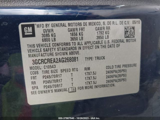 Photo 8 VIN: 3GCRCREA2AG268081 - CHEVROLET SILVERADO 1500 