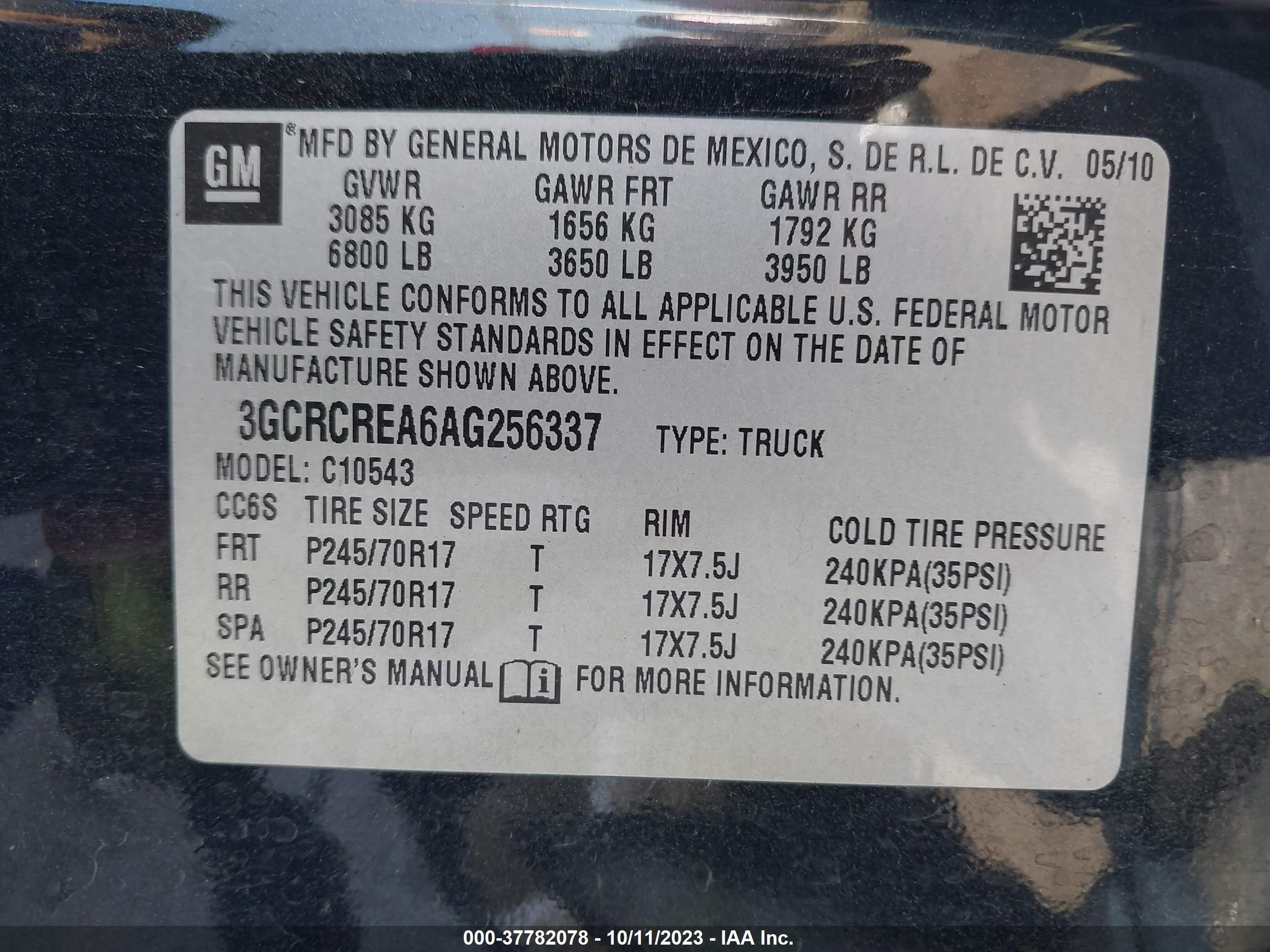 Photo 8 VIN: 3GCRCREA6AG256337 - CHEVROLET SILVERADO 