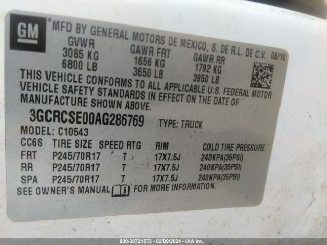 Photo 8 VIN: 3GCRCSE00AG286769 - CHEVROLET SILVERADO 1500 