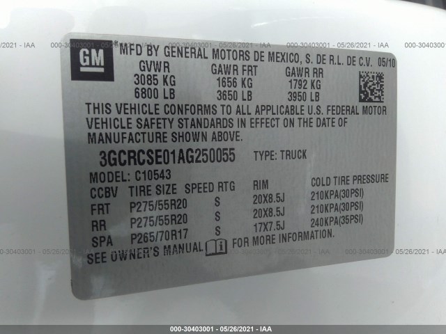 Photo 8 VIN: 3GCRCSE01AG250055 - CHEVROLET SILVERADO 1500 